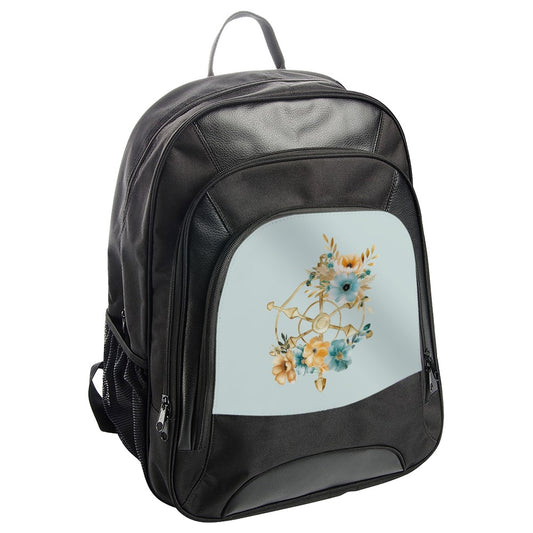 Floral Ship Wheel BackPack, Nautical Flower Art Backpack, Unique Flower Backpack, Trendy Backpack Gift, Travel BackPack, Cute BackPack - Tawshia