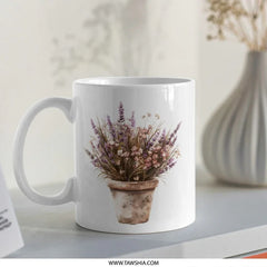 Lavender Mug, Floral Mug, Flower Pot Mug, Watercolor Mug, Elegant Mug, Lavender Gift, Floral Gift, Gardening Gift, Botanical Mug - Tawshia