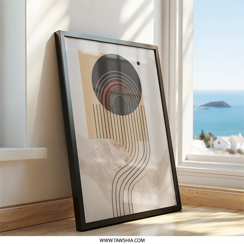 Abstract Geometric Wall Art, Modern Shapes Print, Minimalist Home Decor, Circle and Lines Artwork, Contemporary Art Poster - Tawshia