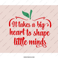 Teacher Appreciation Mouse Pad, Gift For Teacher, It Takes a Big Heart, Thank You Teacher, Teacher Quote, Apple Design Mousepad - Tawshia