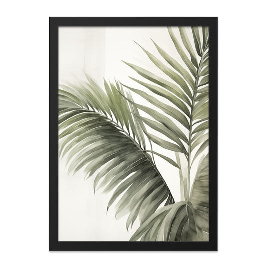 Tropical Palm Leaves Wall Art, Botanical Print, Watercolor Plant Art, Home Decor, Green Leaf Artwork, Minimalist Wall Decor, Framed Art - Tawshia