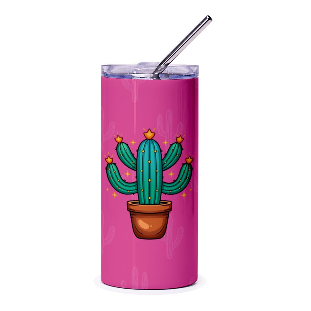 Cute Cactus Tumbler, Desert Plant Tumbler, Succulent Lover Gift, Potted Cactus Design Tumbler, Pink Tumbler for Her, Trendy Tumbler for - Tawshia