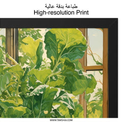 Still Life Wall Art, Fruit and Plants, Kitchen Decor, Sunny Window Painting, Cozy Home Art, Unique Wall Art Print, Botanical Wall Art - Tawshia