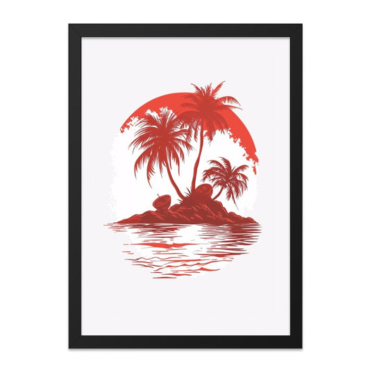 Tropical Island Wall Art, Sunset Palm Trees, Beach House Decor, Red Ocean Print, Coastal Wall Decor, Summer Vibes Wall Art, Vacation Home - Tawshia