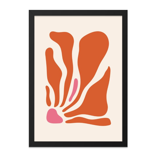 Abstract Floral Wall Art, Orange and Pink Print, Modern Home Decor, Minimalist Art, Botanical Illustration, Wall Hanging, Framed Art - Tawshia