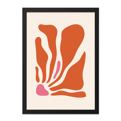 Abstract Floral Wall Art, Orange and Pink Print, Modern Home Decor, Minimalist Art, Botanical Illustration, Wall Hanging, Framed Art - Tawshia