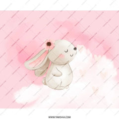 Cute Bunny Mouse Pad, Pink Cloud Mousepad, Floral Bunny Computer Mat, Watercolor Bunny Mouse Pad, Girl Bunny Mousepad, Gaming Mouse Pad - Tawshia