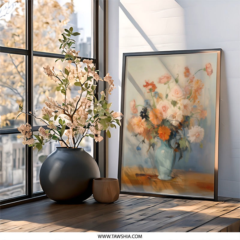 Floral Bouquet Wall Art, Vase Flowers Print, Still Life Painting, Home Decor Wall Art, Elegant Flower Arrangement Art, Printable Art - Tawshia