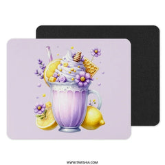 Purple Lemonade Mouse Pad, Floral Drink, Summer Desk Decor, Cute Workspace Accessories, Lemon Decor - Tawshia