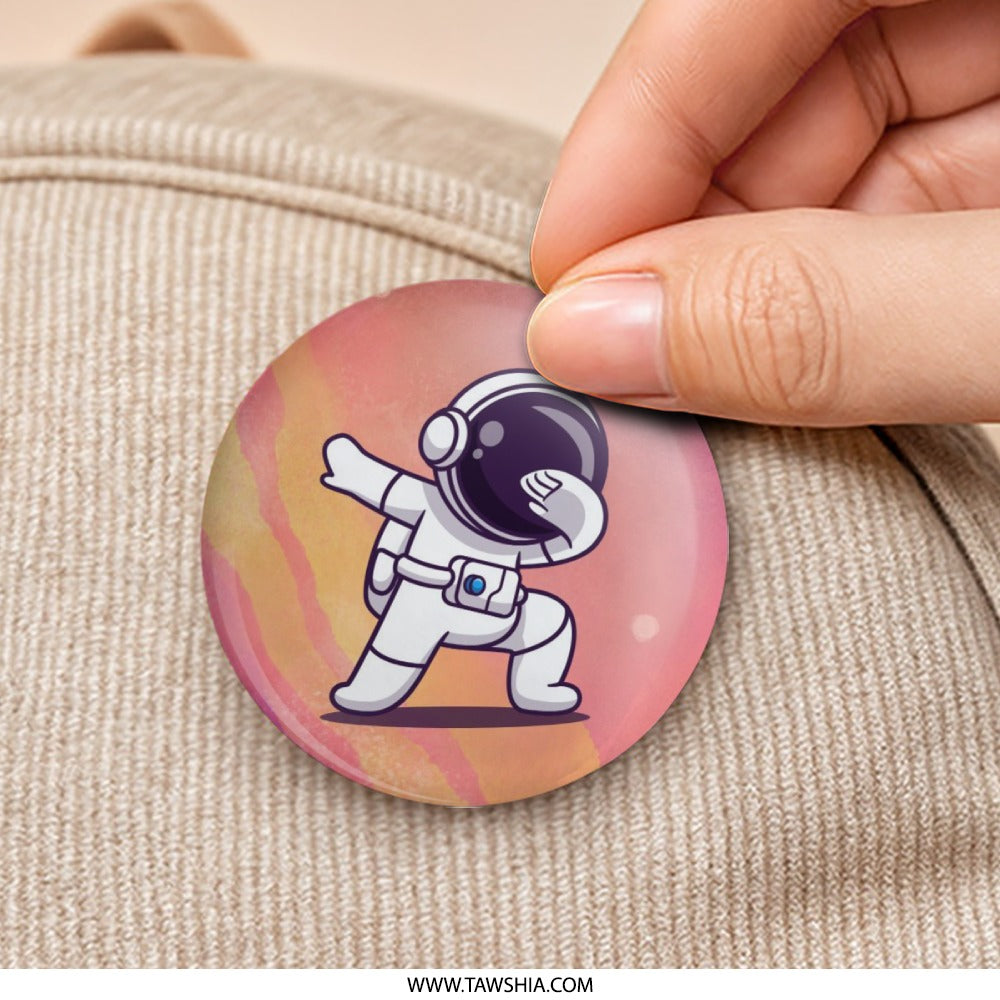 Dabbing Astronaut Pinback Button, Cool Space Badge, Unique Outfit Accessories, Fun Gift Idea, Collectible Button, Outer Space Theme - Tawshia
