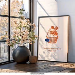 Cupcake Wall Art, Count Memories, Funny Foodie Print, Kitchen Decor, Dessert Lover Gift, Sweet Treat Wall Decor - Tawshia