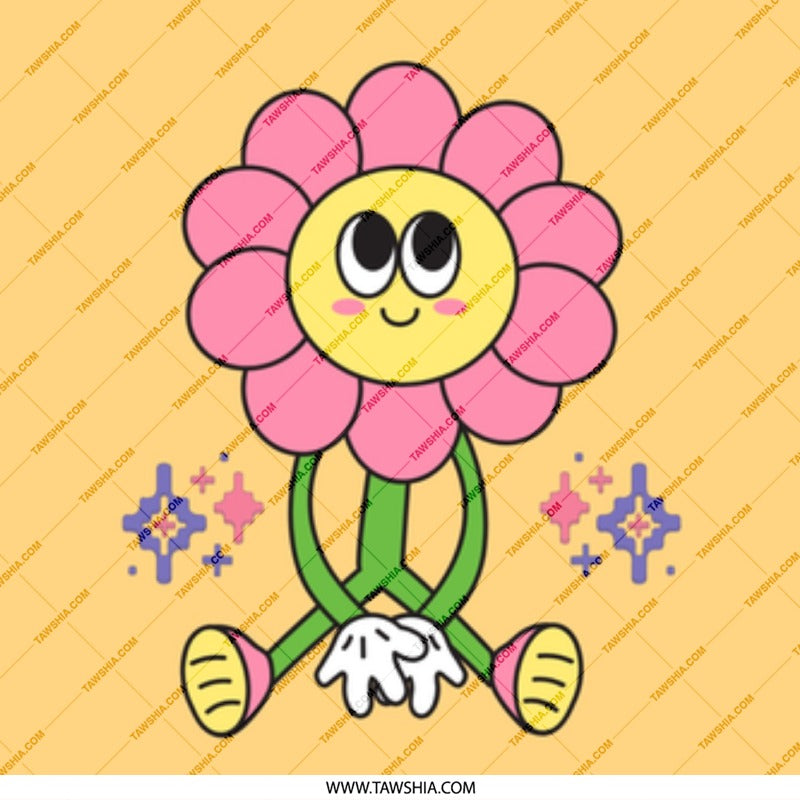 Cute Flower Power Mug, Retro Groovy Coffee Cup, Smiling Flower Cartoon Mug, Positive Vibes Mug, Funky Floral Gift Idea, Unique Mug - Tawshia