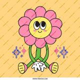 Cute Flower Power Mug, Retro Groovy Coffee Cup, Smiling Flower Cartoon Mug, Positive Vibes Mug, Funky Floral Gift Idea, Unique Mug - Tawshia