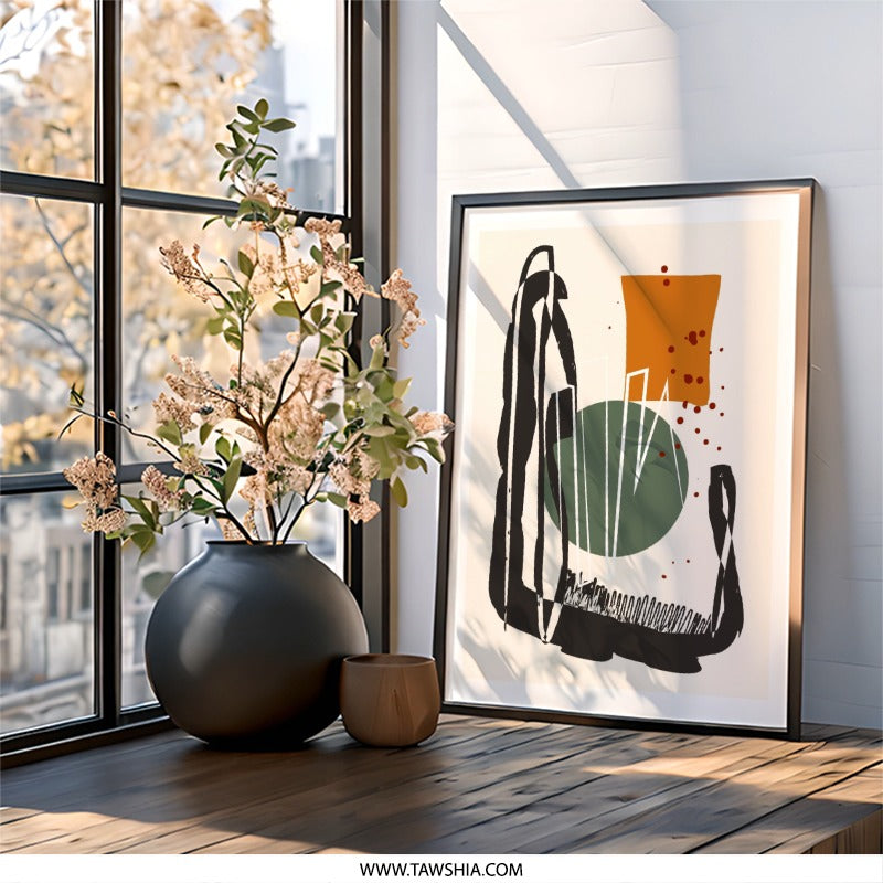 Abstract Shapes Wall Art, Modern Art Print, Minimalist Wall Decor, Geometric Art, Contemporary Art, Home Decor, Wall Hanging - Tawshia