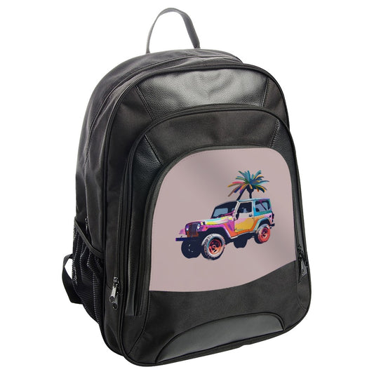 Jeep Backpack, Colorful Jeep, Tropical Palm, Car Lover Gift, Unique Backpack, Beach Vibes Backpack, Offroad Adventure Bag - Tawshia