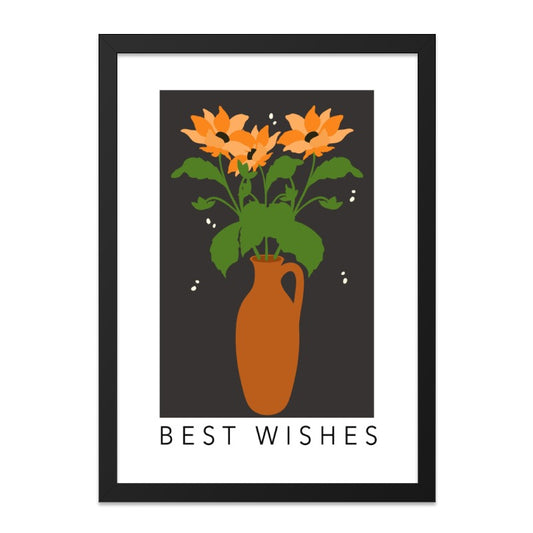 Best Wishes Wall Art, Flower Vase Art Print, Floral Art, Modern Wall Decor, Housewarming Gift, Minimalist Art, Orange Flower Print - Tawshia