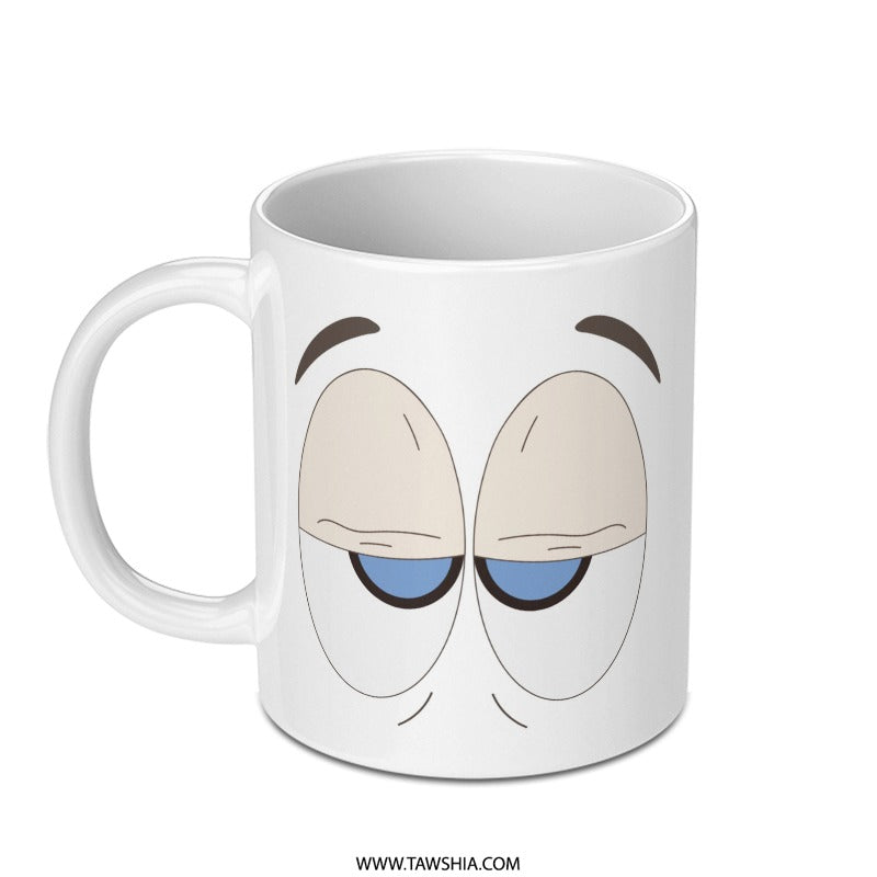 Sleepy Eyes Mug, Funny Mug, Cartoon Mug, Unique Coffee Mug, Novelty Mug, Gift Mug, Gift Idea, Cute Mug, Morning Mug, Coffee Lover Gift - Tawshia