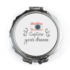 Capture Your Dream Pocket Mirror, Camera Graphic Art, Inspirational Quote, Travel Gift, Photography Lover Gift, Unique Compact Mirror - Tawshia