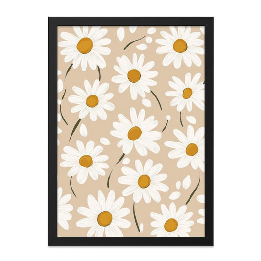 Daisy Wall Art, Floral Print, Beige Background, Modern Art, Flower Illustration, Botanical Decor, Living Room Art, Home Decor, Gift Idea - Tawshia