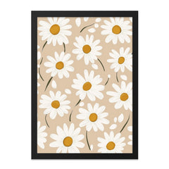 Daisy Wall Art, Floral Print, Beige Background, Modern Art, Flower Illustration, Botanical Decor, Living Room Art, Home Decor, Gift Idea - Tawshia