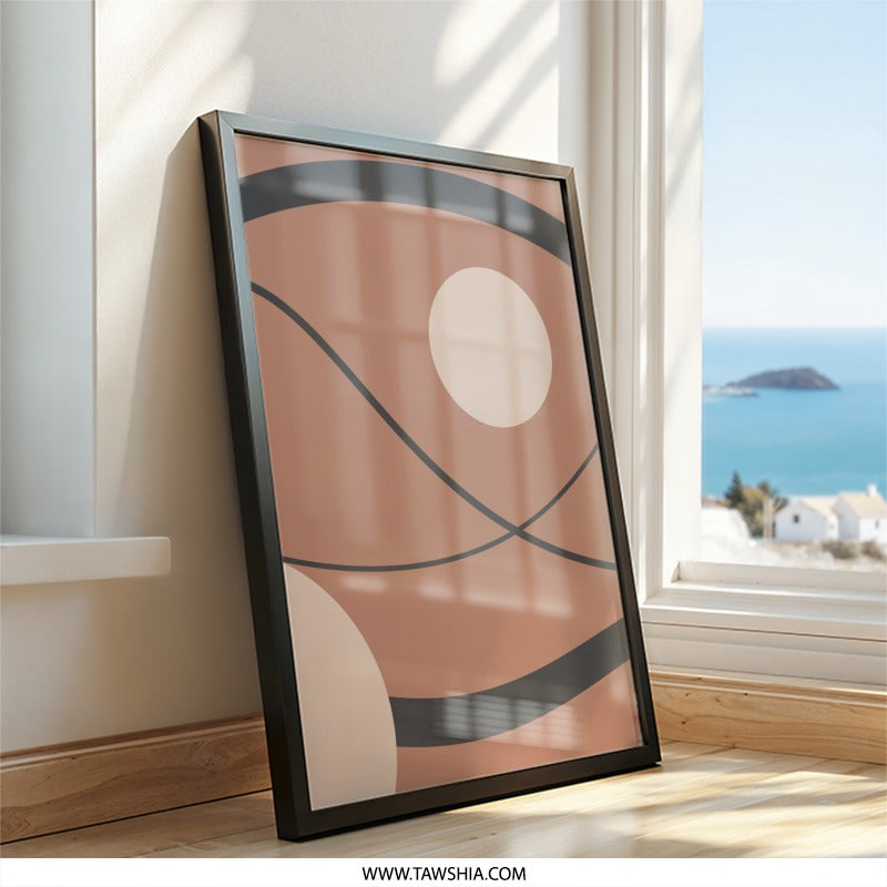Abstract Shapes Wall Art, Modern Art Print, Circle and Line Art, Minimalist Wall Decor, Geometric Artwork, Home Decor - Tawshia