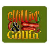 Chilling and Grilling Mouse Pad, BBQ Lover Gift, Foodie Desk Accessory, Sausage and Peppers Theme, Grill Master Present, Funny Office Decor - Tawshia