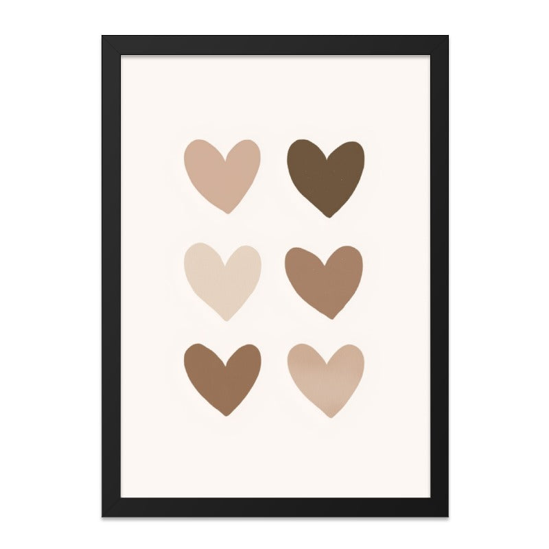 Hearts Wall Art, Neutral Tones Print, Modern Abstract Art, Boho Home Decor, Minimalist Art Print, Love Wall Decor, Gift for Her - Tawshia