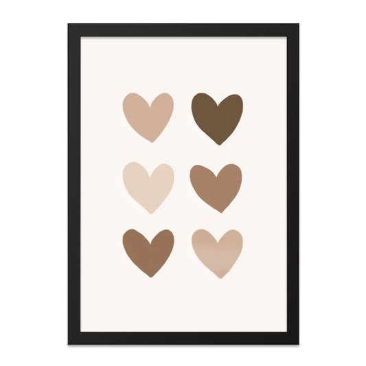 Hearts Wall Art, Neutral Tones Print, Modern Abstract Art, Boho Home Decor, Minimalist Art Print, Love Wall Decor, Gift for Her - Tawshia