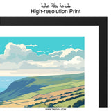 Exmoor National Park Wall Art, Coastal Landscape Print, UK Travel Poster, National Parks Art, Landscape Illustration, Modern Art Print - Tawshia