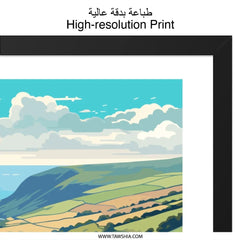 Exmoor National Park Wall Art, Coastal Landscape Print, UK Travel Poster, National Parks Art, Landscape Illustration, Modern Art Print - Tawshia