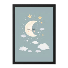 Moon and Stars Wall Art, Nursery Decor, Sleeping Moon Print, Baby Room Art, Celestial Wall Decor, Kids Room Decor, Dreamy Wall Art - Tawshia