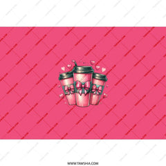 Pink Coffee Cup Tumbler, Bows and Hearts Tumbler, Cute Coffee Tumbler, Coffee Lover Gift, Heart Tumbler, Valentine's Day Tumbler, Drinkware - Tawshia