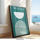 Minimalist Wall Art, Geometric Print, Boho Decor, Teal and White Art, Abstract Shapes, Modern Art Print, Home Decor, Simple Wall Decor - Tawshia