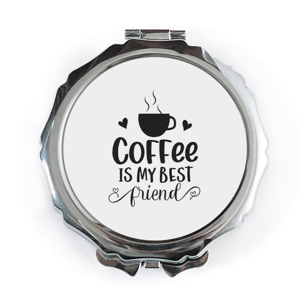 Coffee is My Best Friend Pocket Mirror, Cute Coffee Lover Gift, Handbag Mirror, Portable Mirror, Pocket Makeup Mirror, Gift for Friend - Tawshia