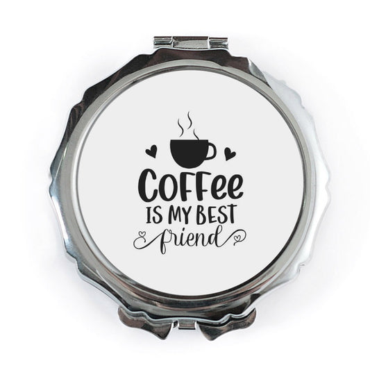 Coffee is My Best Friend Pocket Mirror, Cute Coffee Lover Gift, Handbag Mirror, Portable Mirror, Pocket Makeup Mirror, Gift for Friend - Tawshia