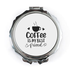 Coffee is My Best Friend Pocket Mirror, Cute Coffee Lover Gift, Handbag Mirror, Portable Mirror, Pocket Makeup Mirror, Gift for Friend - Tawshia