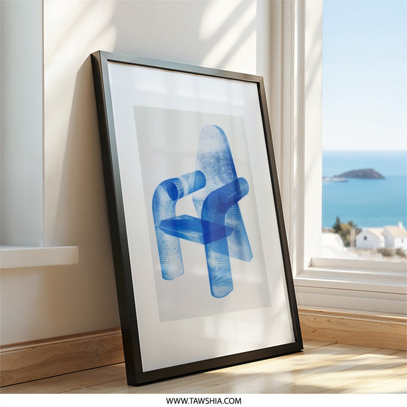 Blue Chair Wall Art, Modern Home Decor, Abstract Furniture Print, Living Room Art, Minimalist Design, Home Gift Idea - Tawshia