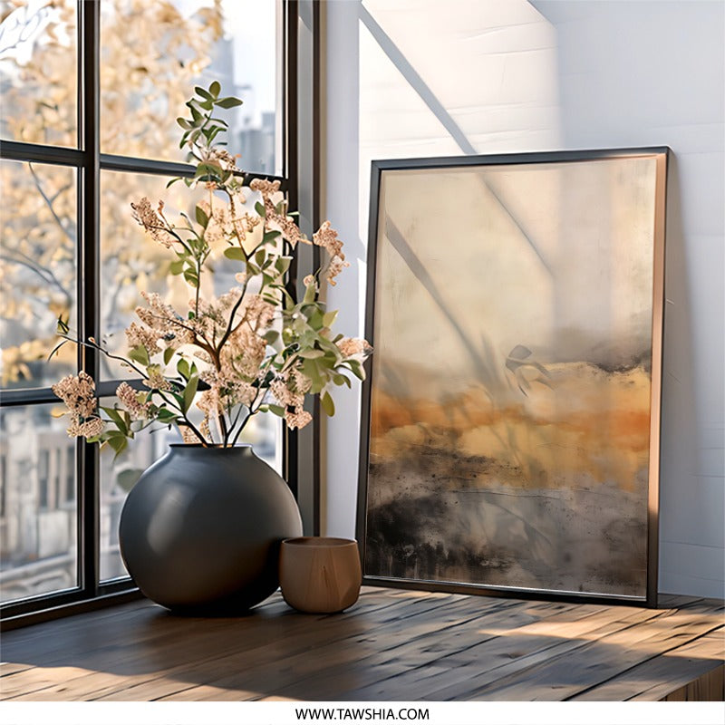 Abstract Landscape Wall Art, Modern Art Print, Home Decor Painting, Neutral Tones Artwork, Contemporary Art Print, Living Room Decor - Tawshia