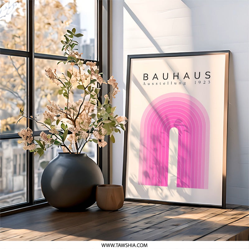 Bauhaus Wall Art, Ausstellung 1923 Print, Pink Arch Poster, Minimalist Decor, Modern Art, Abstract Art Print, Home Decor, Unique Wall Decor - Tawshia