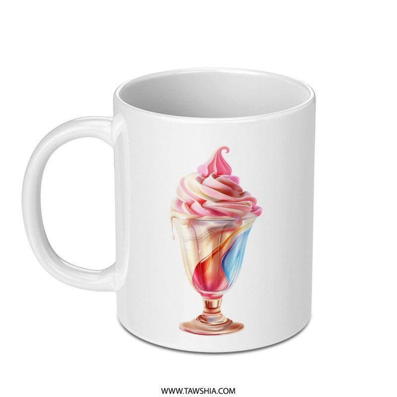 Ice Cream Sundae Mug, Sweet Treat Design, Dessert Lover Gift, Fun Kitchen Decor, Unique Coffee Mug, Foodie Gift, Ice Cream Art Mug - Tawshia
