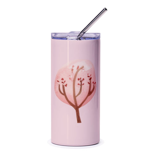 Watercolor Tree Tumbler, Pink Aesthetic Tumbler, Floral Design Tumbler, Spring Decor Tumbler, Unique Gift Idea, Cute Tumbler - Tawshia