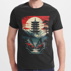 Majestic Mountain Pagoda Graphic Tee Shirt product type