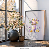 Lavender Lemonade Wall Art, Honeycomb Decor, Whimsical Kitchen Print, Sweet Drink Illustration, Purple Yellow Home Decor, Modern Wall Decor - Tawshia