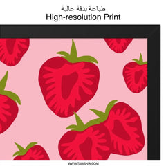 Strawberry Wall Art, Berry Print, Fruit Decor, Kitchen Wall Art, Pink Wall Art, Food Art Print, Modern Art, Funky Decor, Trendy Wall Decor - Tawshia