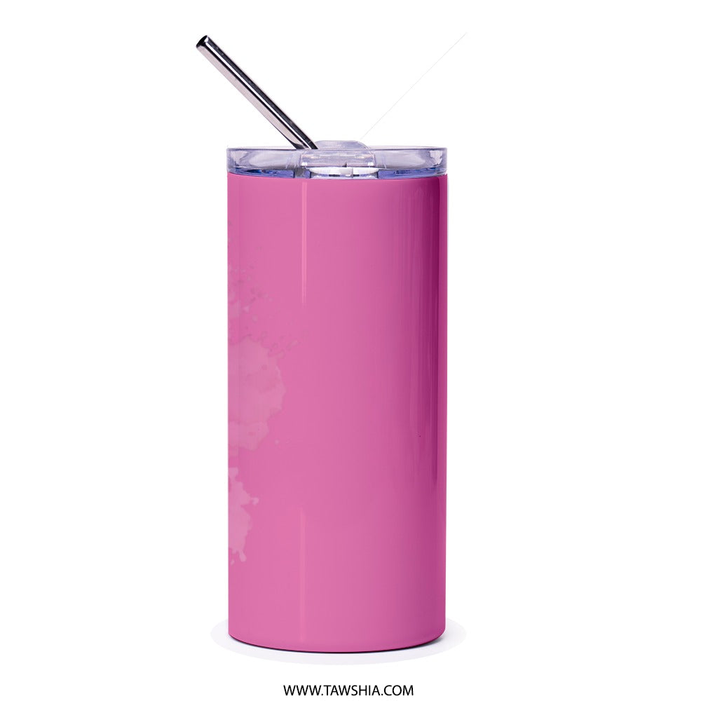 Arabic Calligraphy Tumbler, Pink Clouds Design, Unique Tumbler Gift, Stainless Steel Tumbler, Arabic Quote Tumbler, Gift for Friends - Tawshia