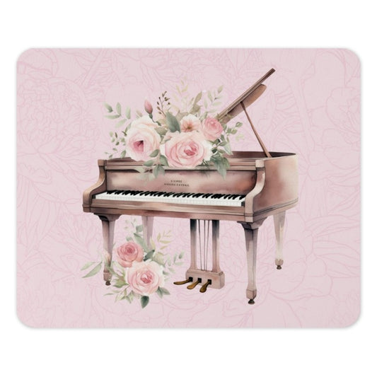 Floral Piano MousePad, Aesthetic Desk Decor, Musician Gift, Watercolor Art Mouse Pad, Piano Lover Gift, Pink Roses Mousepad, Unique Design - Tawshia