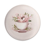 Pink Floral Teacup Pinback Button, Watercolor Flower Pin, Tea Cup Button, Flower Lover Gift, Cute Badge, Botanical Pin, Aesthetic Button - Tawshia