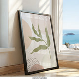 Abstract Botanical Wall Art, Minimalist Leaf Print, Modern Art Poster, Nature Inspired Decor, Boho Home Art, Framed Wall Art - Tawshia