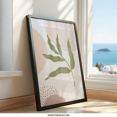 Abstract Botanical Wall Art, Minimalist Leaf Print, Modern Art Poster, Nature Inspired Decor, Boho Home Art, Framed Wall Art - Tawshia
