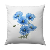 Blue Poppy Pillow, Floral Accent Pillow, Botanical Throw Pillow, Flower Garden Decor, Decorative Pillows, Home Decor Pillow - Tawshia